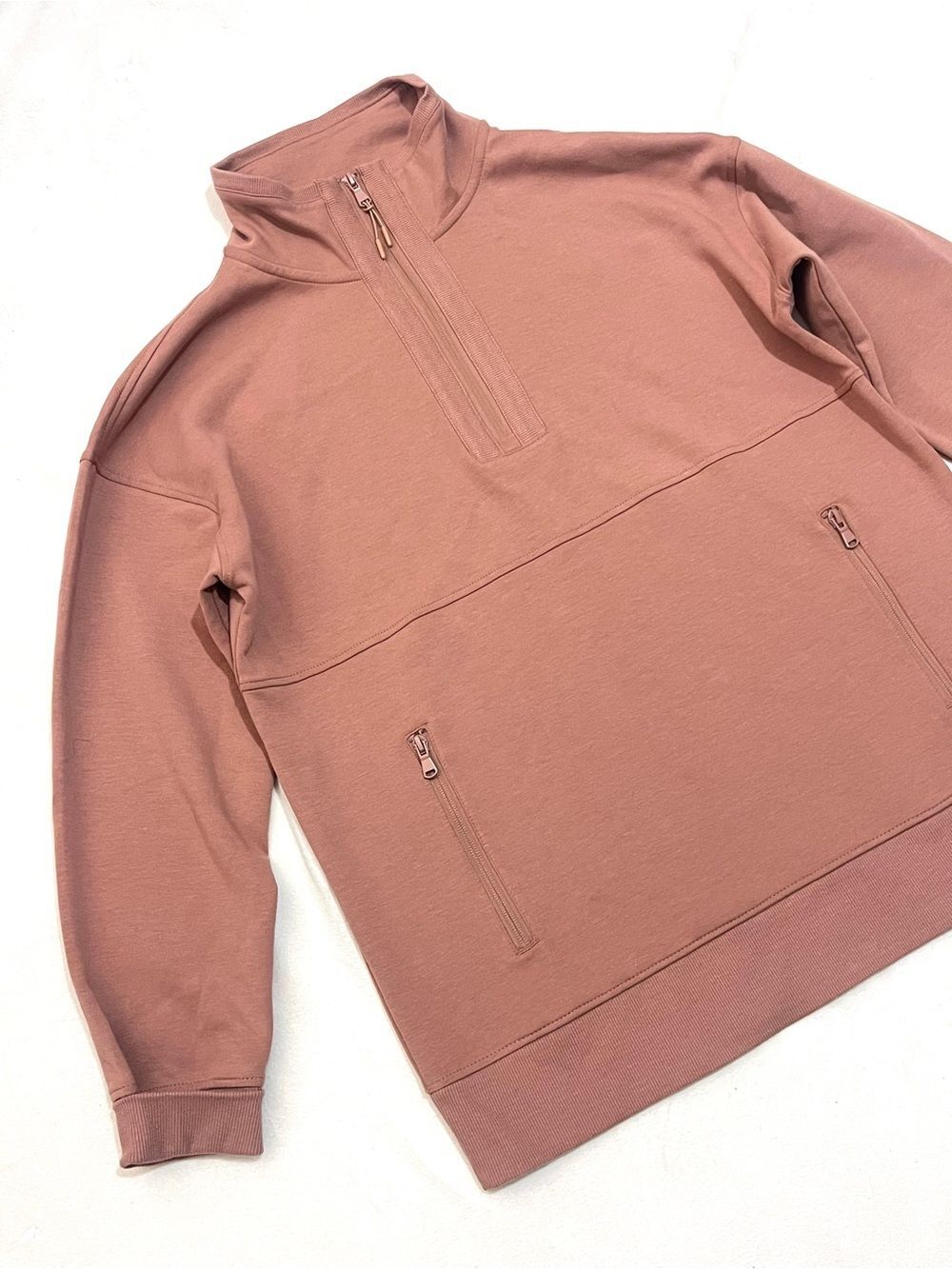 Maurices Dusty Rose Quarter-Zip Pullover Sweatshirt Cuffed Sleeve Women’s Medium - Picture 4 of 15